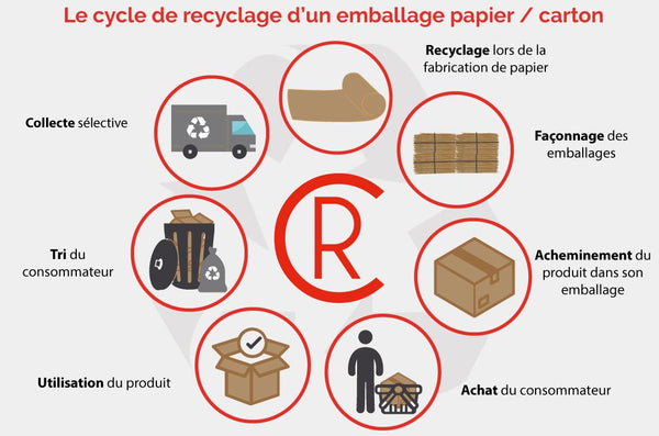 Le cycle de recyclage d'un carton les tricots marcel