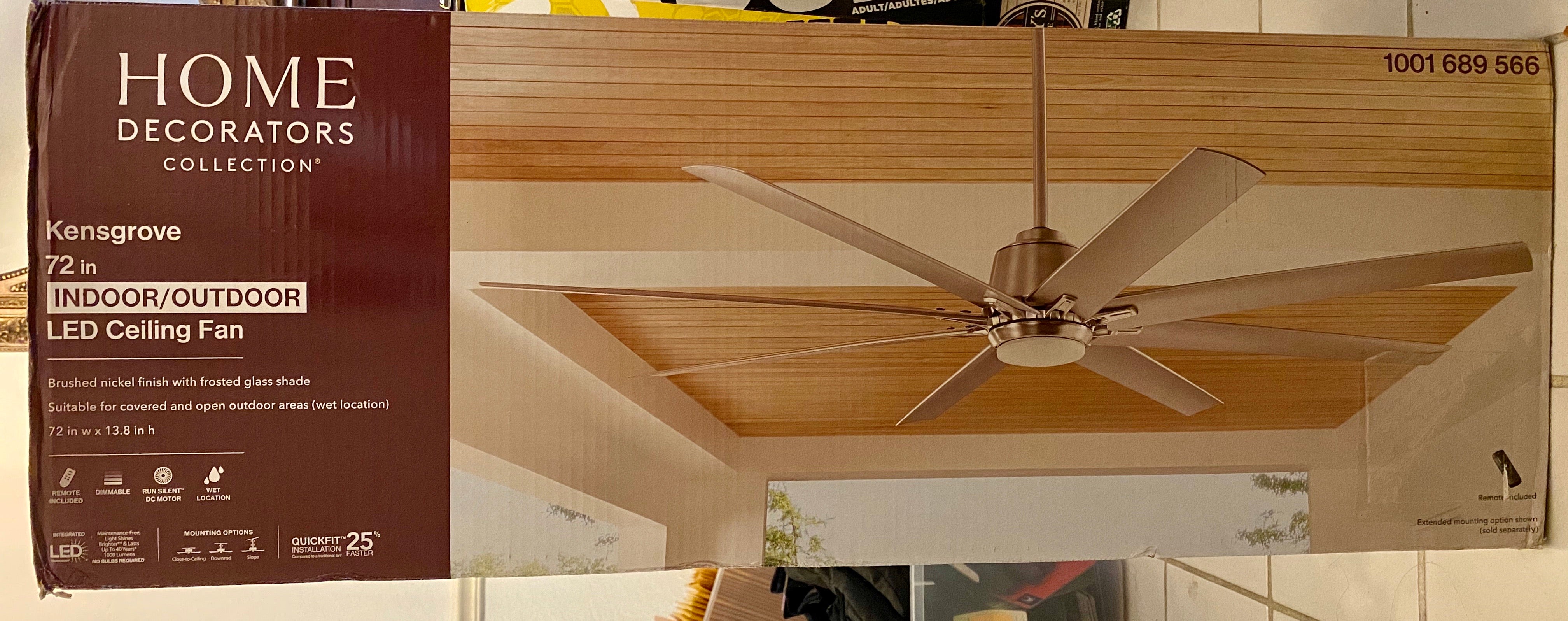 Kensgrove 72 in. Integrated LED Brushed Nickel Ceiling Fan w/LED and Remote