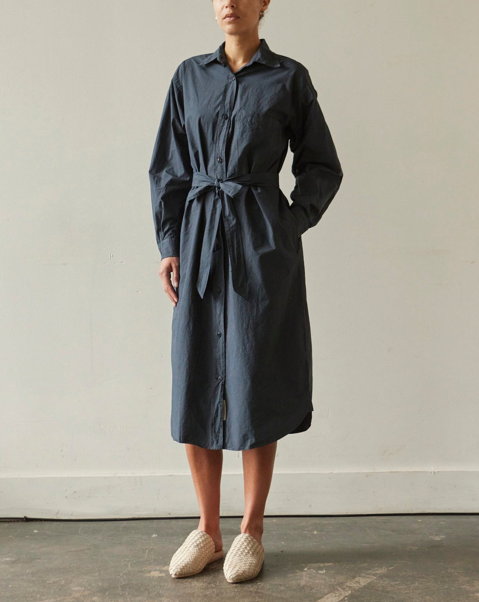 Merz b. Schwanen Relaxed Shirt Dress, Denim Blue | Glasswing