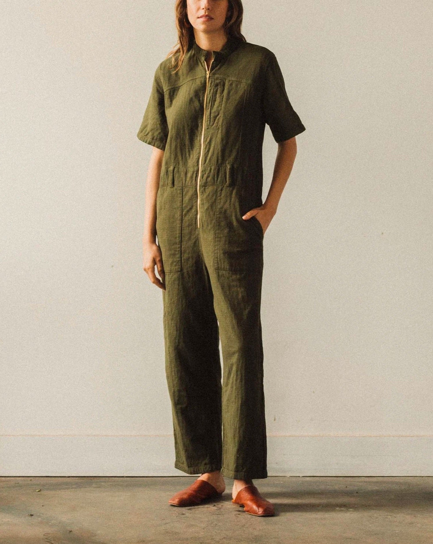 Atelier Delphine Ailuk Jumpsuit, Hunter Green | Glasswing