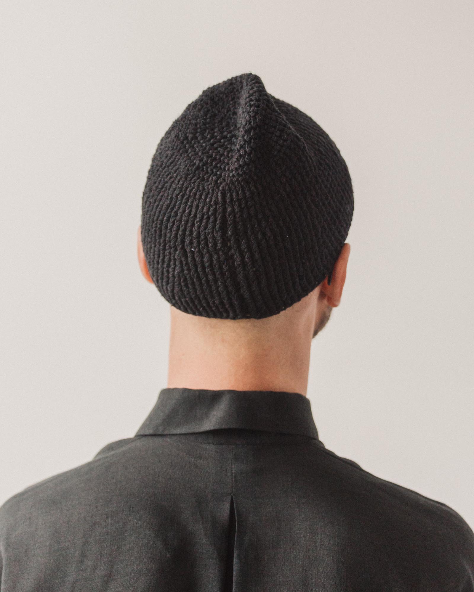 Jan-Jan Van Essche Beanie #3, Black Linen Hat | Glasswing