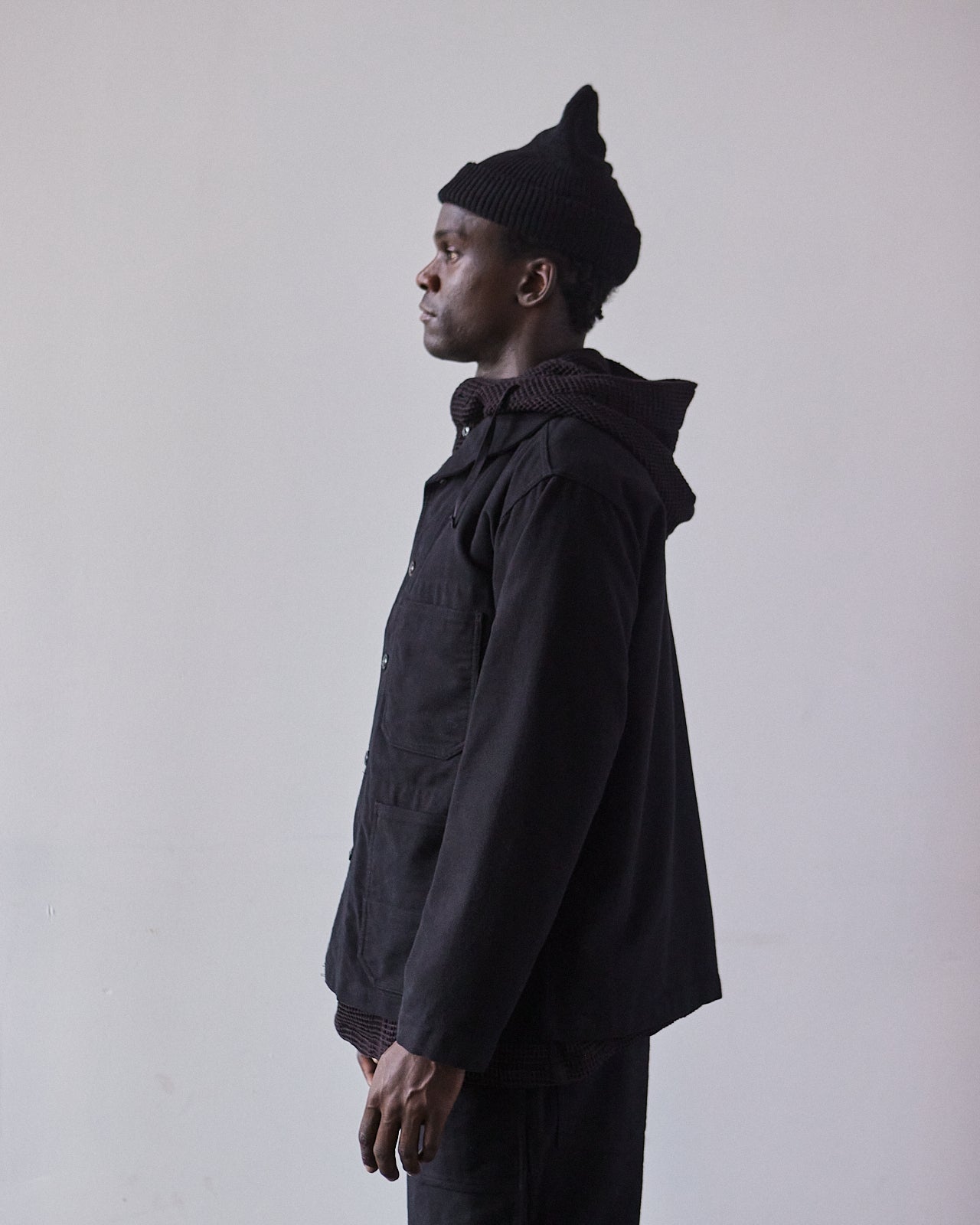 Engineered Garments Moleskin Shawl Collar Utility Jacket, Black