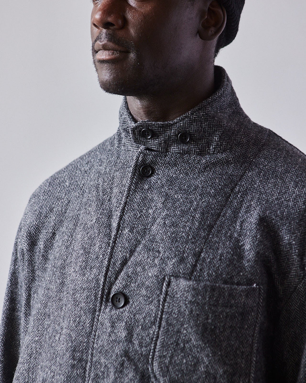 Engineered Garments Wool Loiter Jacket, Grey Herringbone | Glasswing