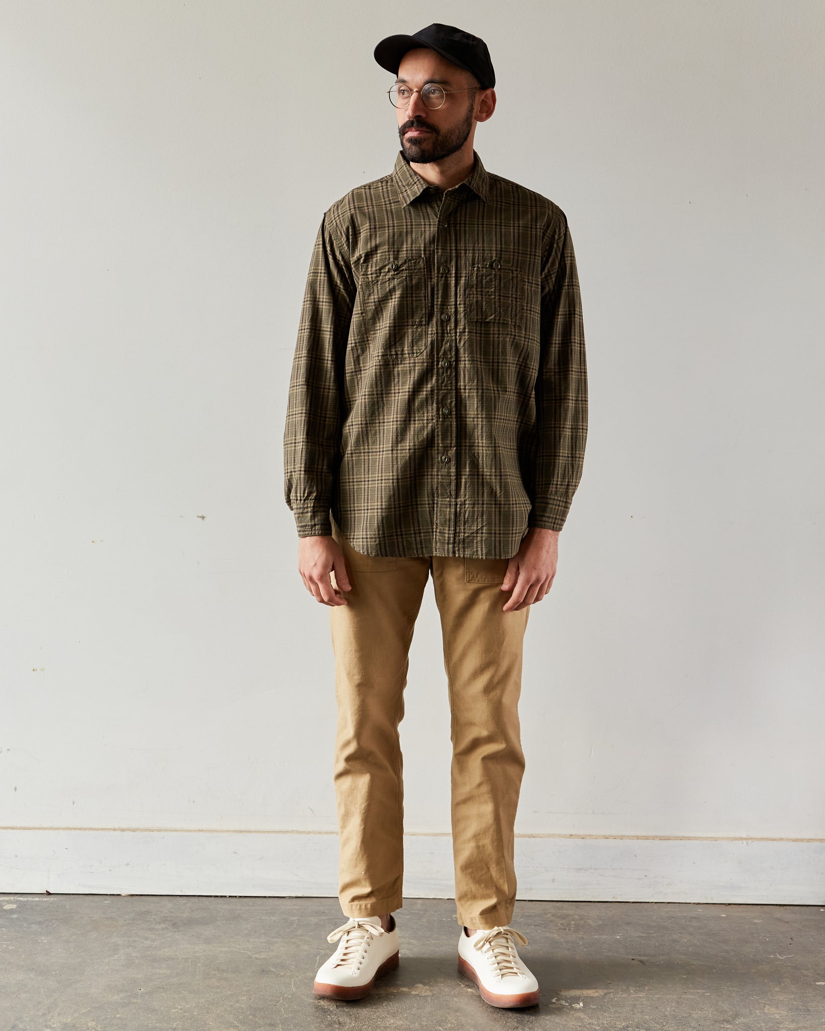 Engineered Garments Work Shirt, Olive/Brown | Glasswing
