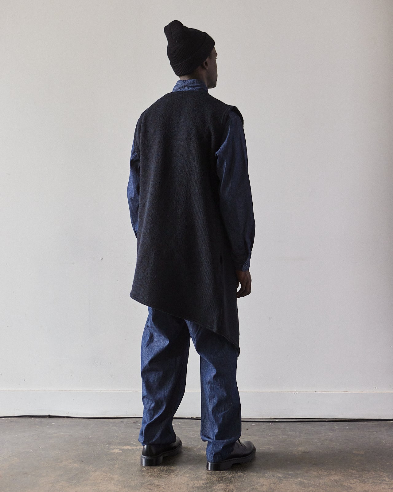 Engineered Garments Wrap Knit Vest, Navy/Black | Glasswing