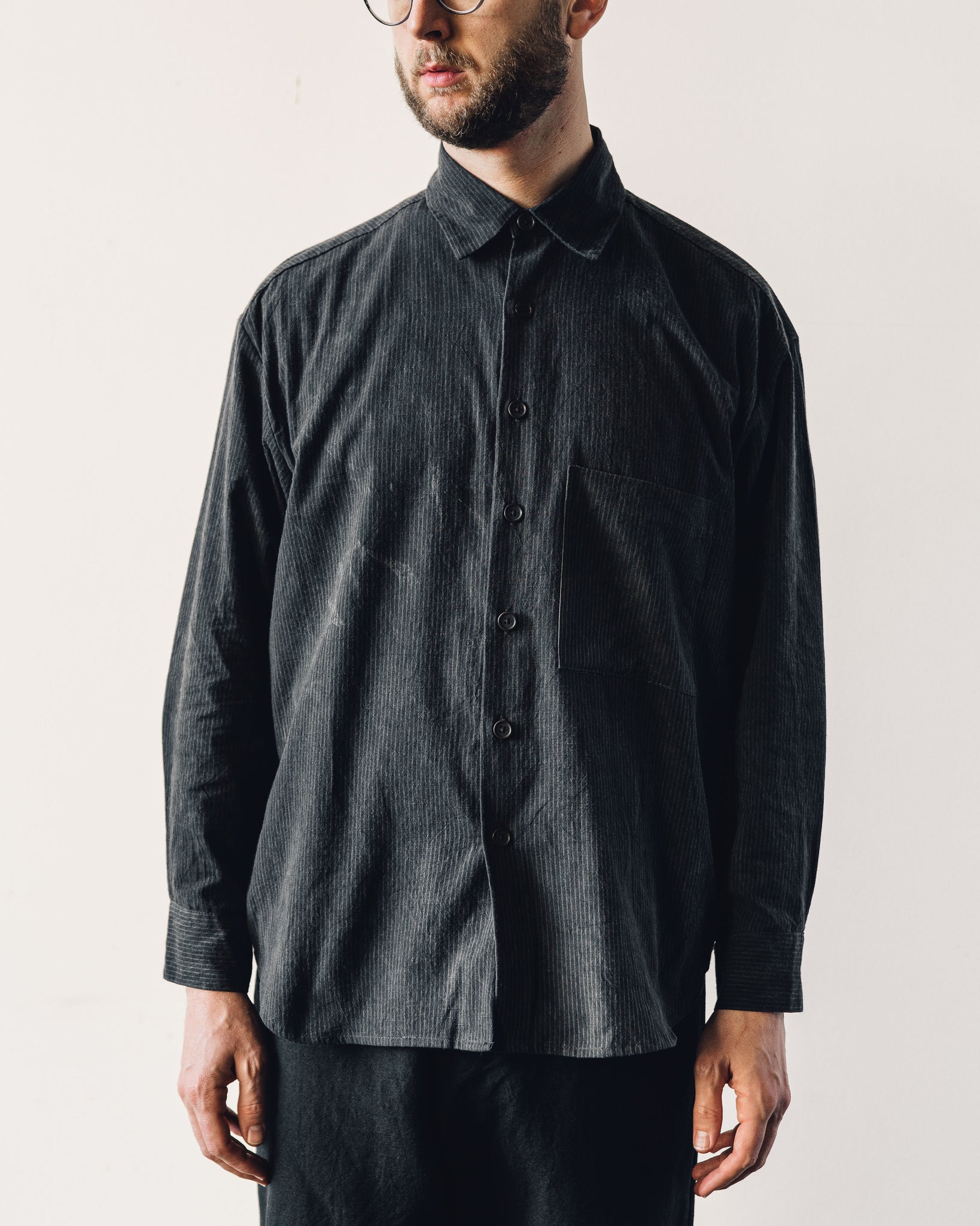 Evan Kinori Big Shirt II, Sumi Ink Overdye Black | Glasswing