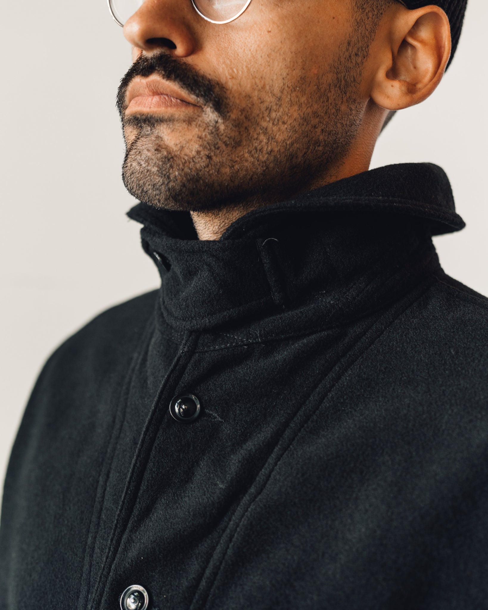 Engineered Garments Shawl Collar Cover Jacket, Black | Glasswing