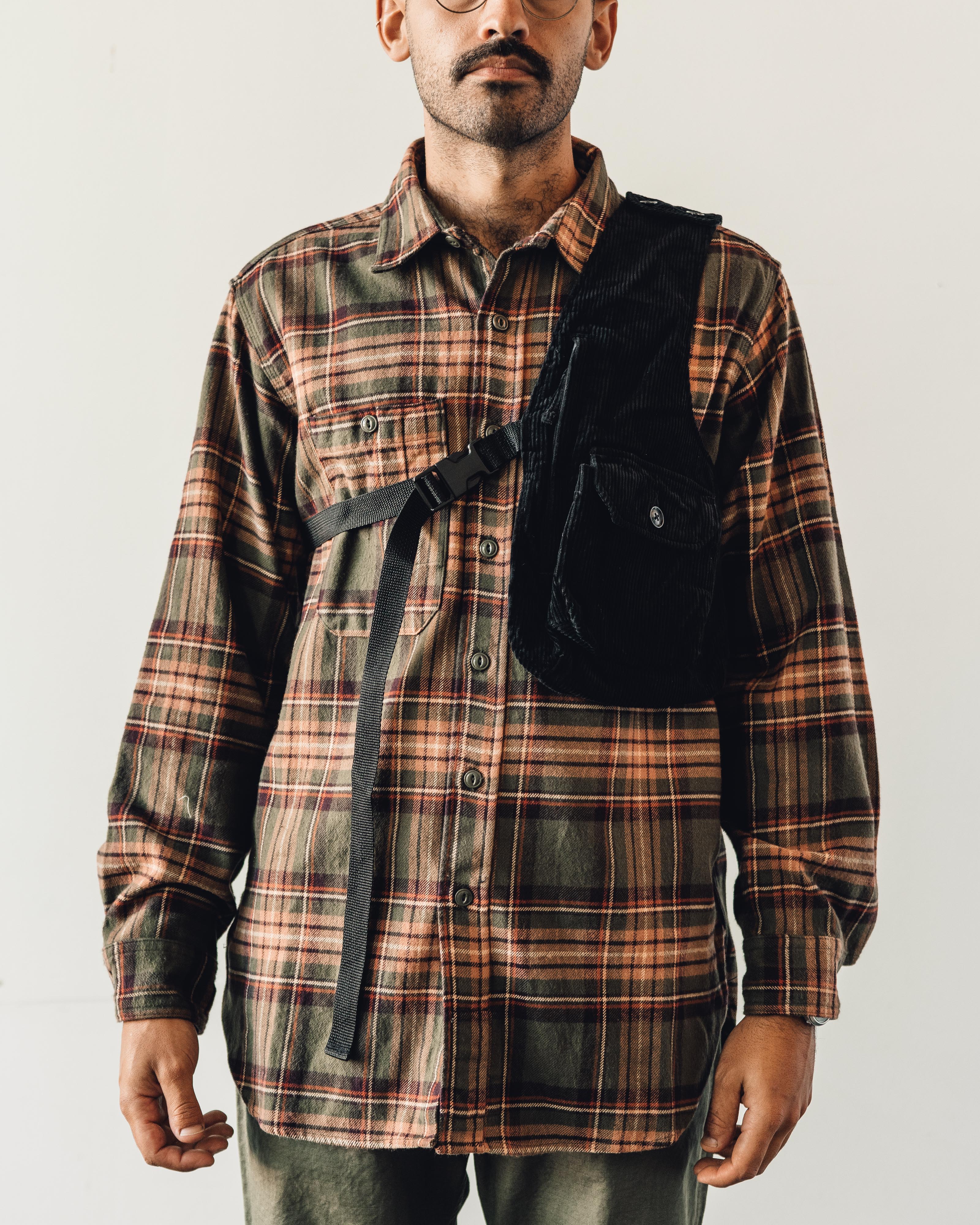 Engineered Garments Shoulder Vest, Black Corduroy | Glasswing