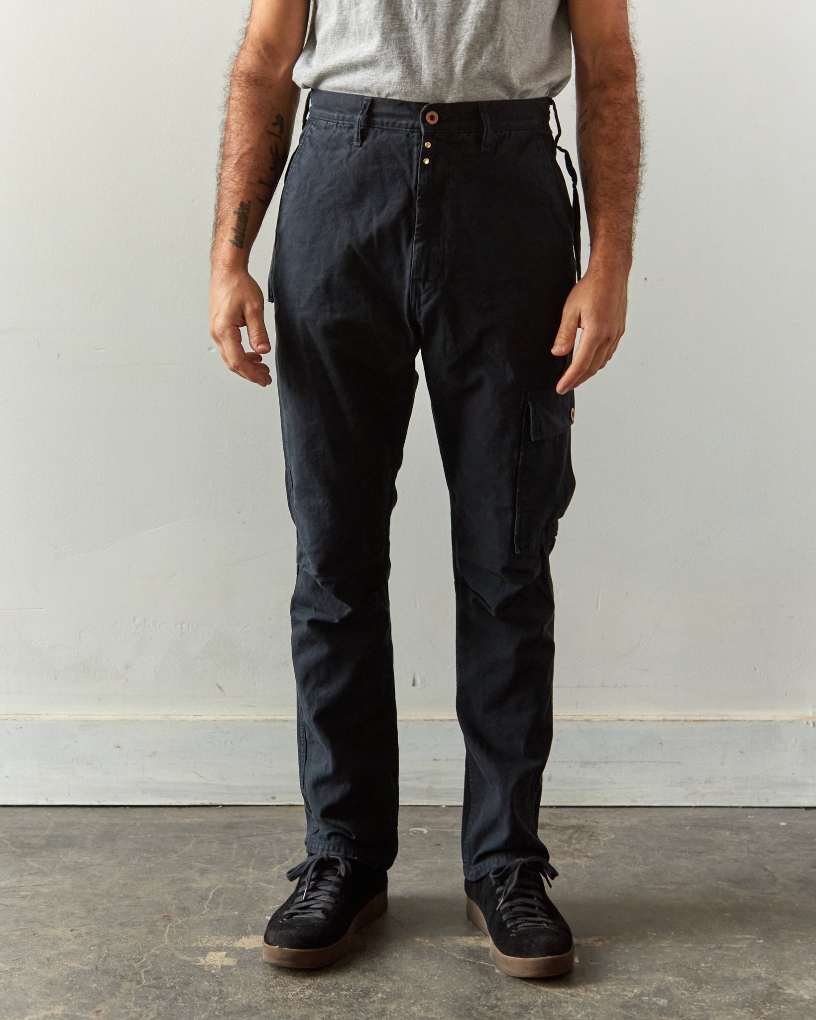 Kapital Light Canvas Ringoman Cargo Pants, Black | Glasswing