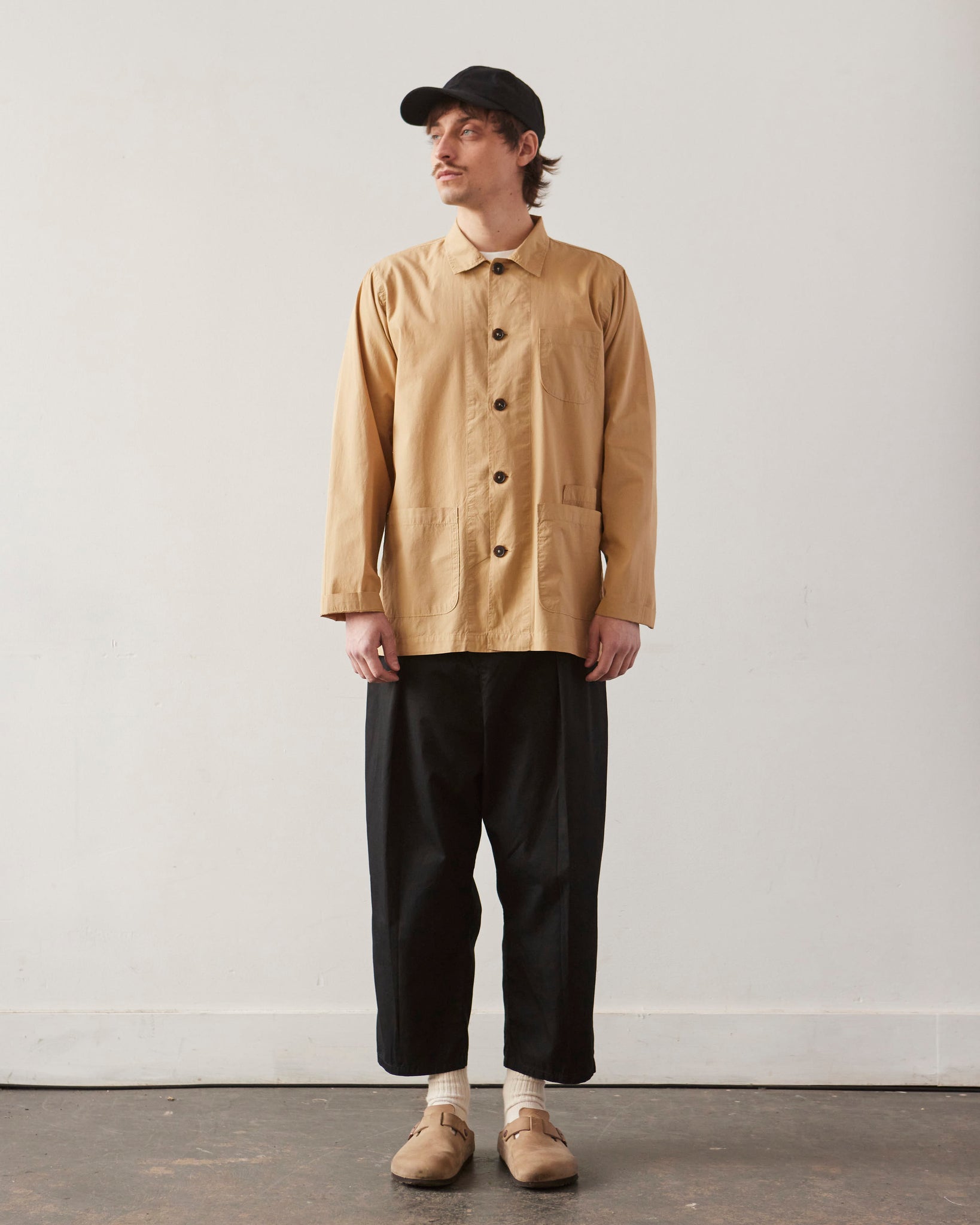 Universal Works Baker's Overshirt, Sand Organic Poplin | Glasswing