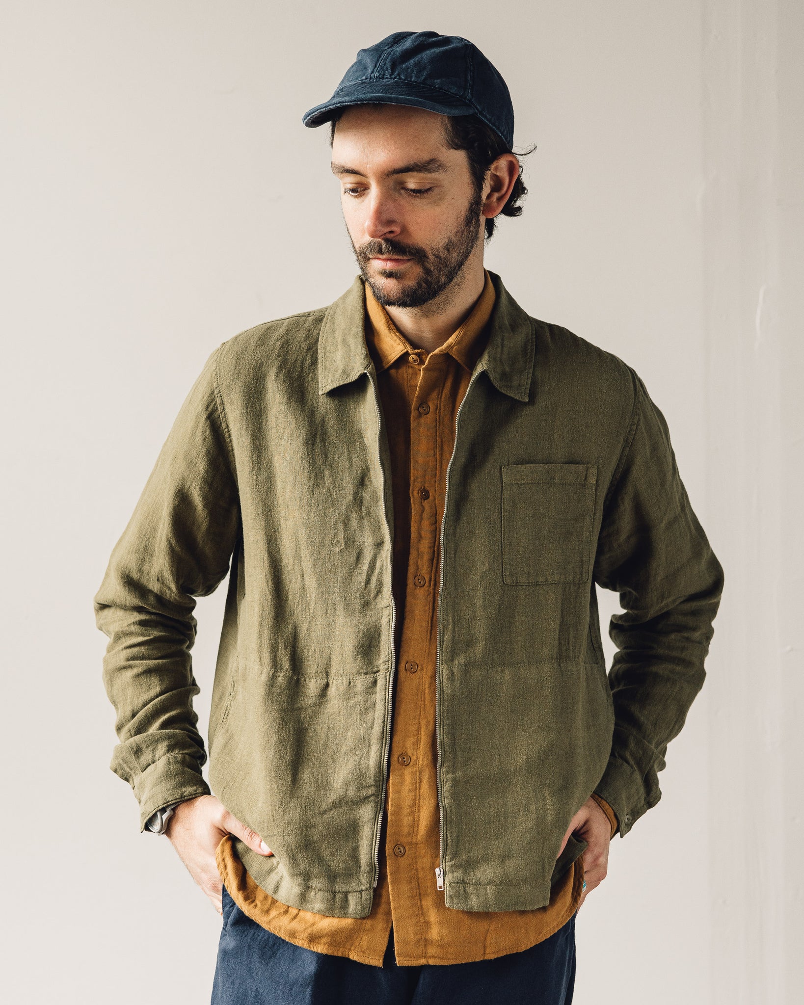 You Must Create Bowie Zip Shirt, Olive | Glasswing