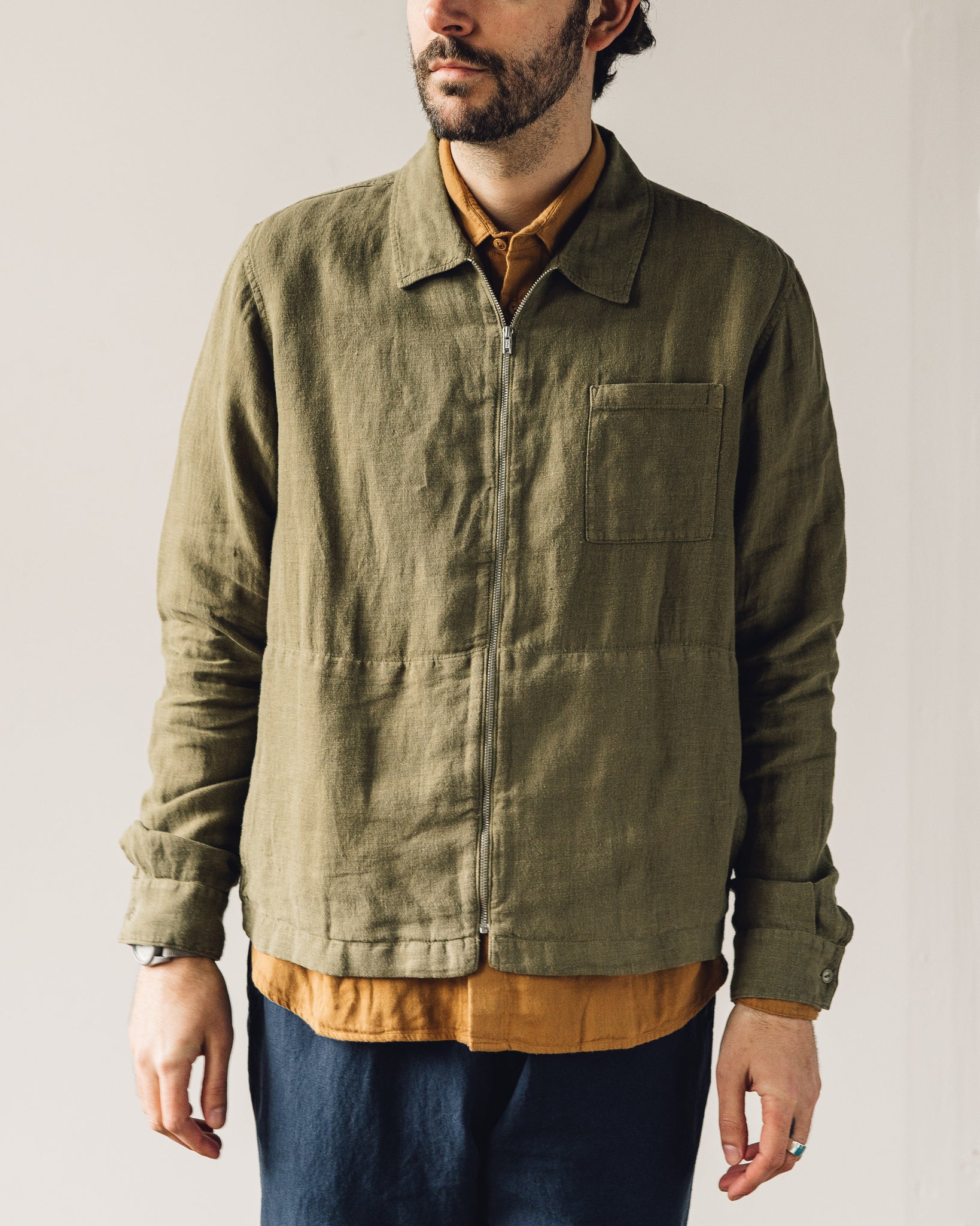 You Must Create Bowie Zip Shirt Olive Glasswing