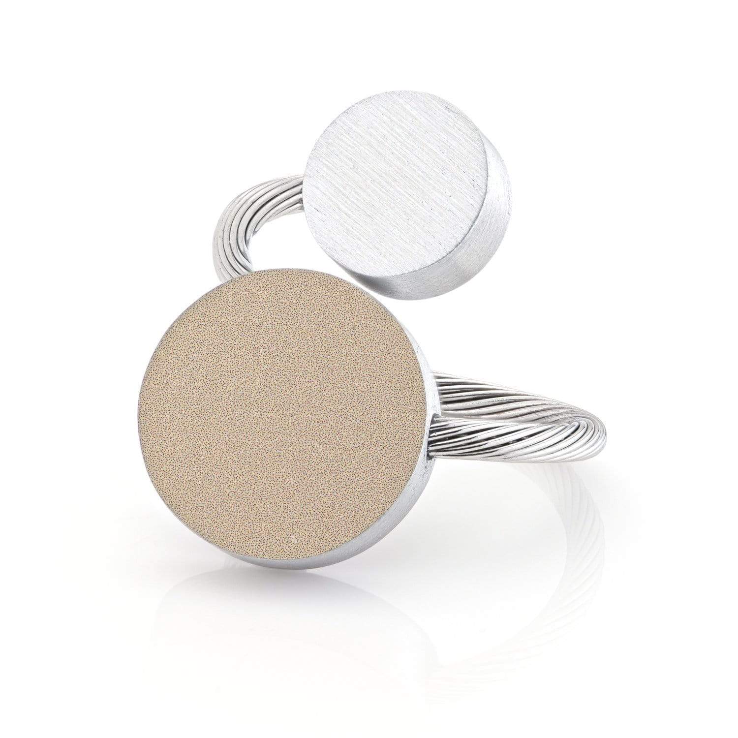 Portier alleen portemonnee Ring Twee ronde vormen Goud|Zand R5G - CLIC by Suzanne
