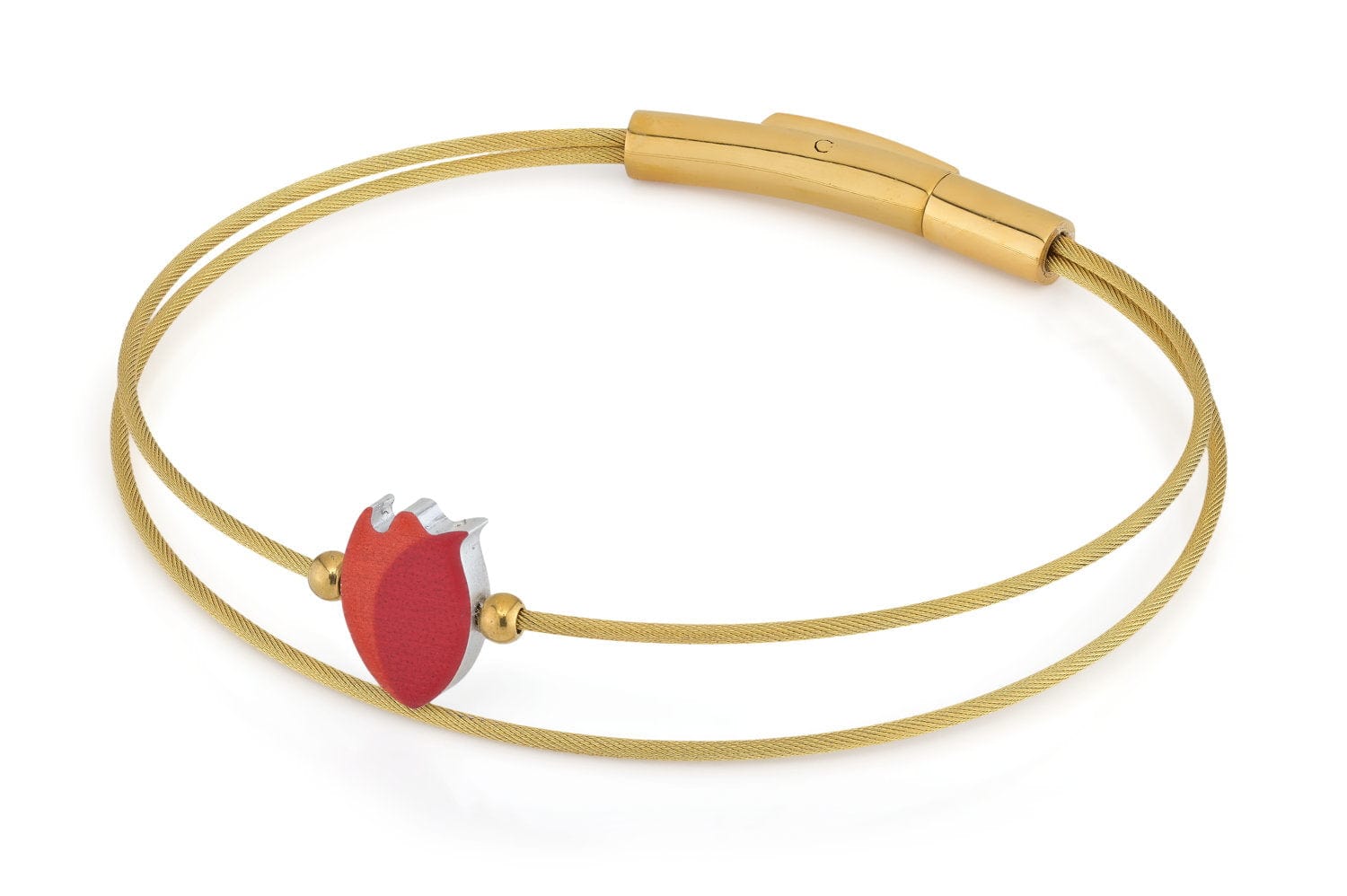 Krijger Verlenen Uitscheiden Armband Tulp Goud - rood oranje - CLIC by Suzanne