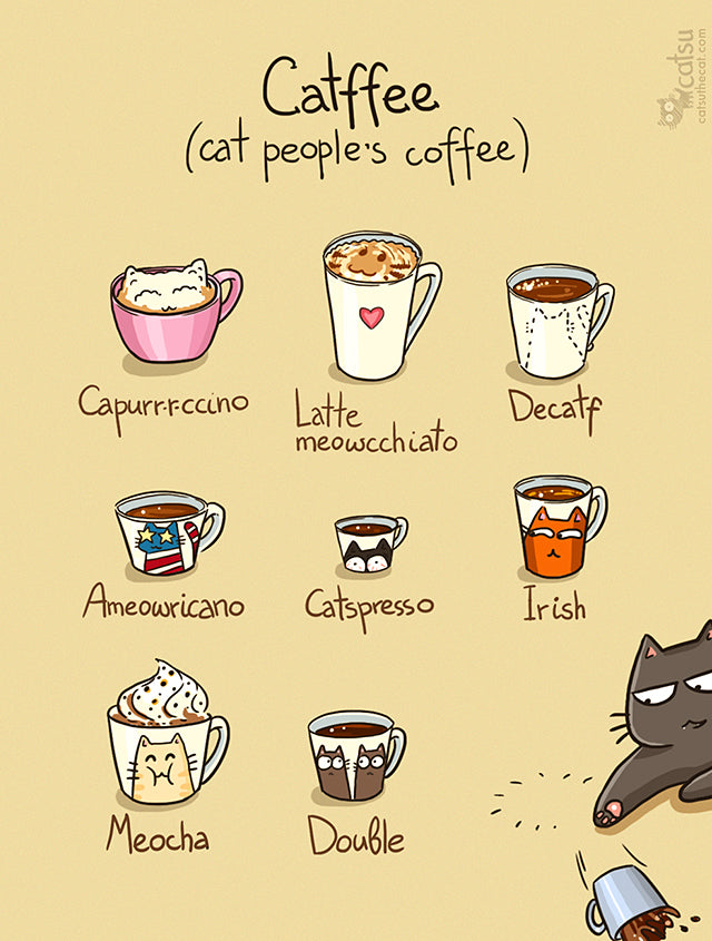 coffee types in cat shapes
