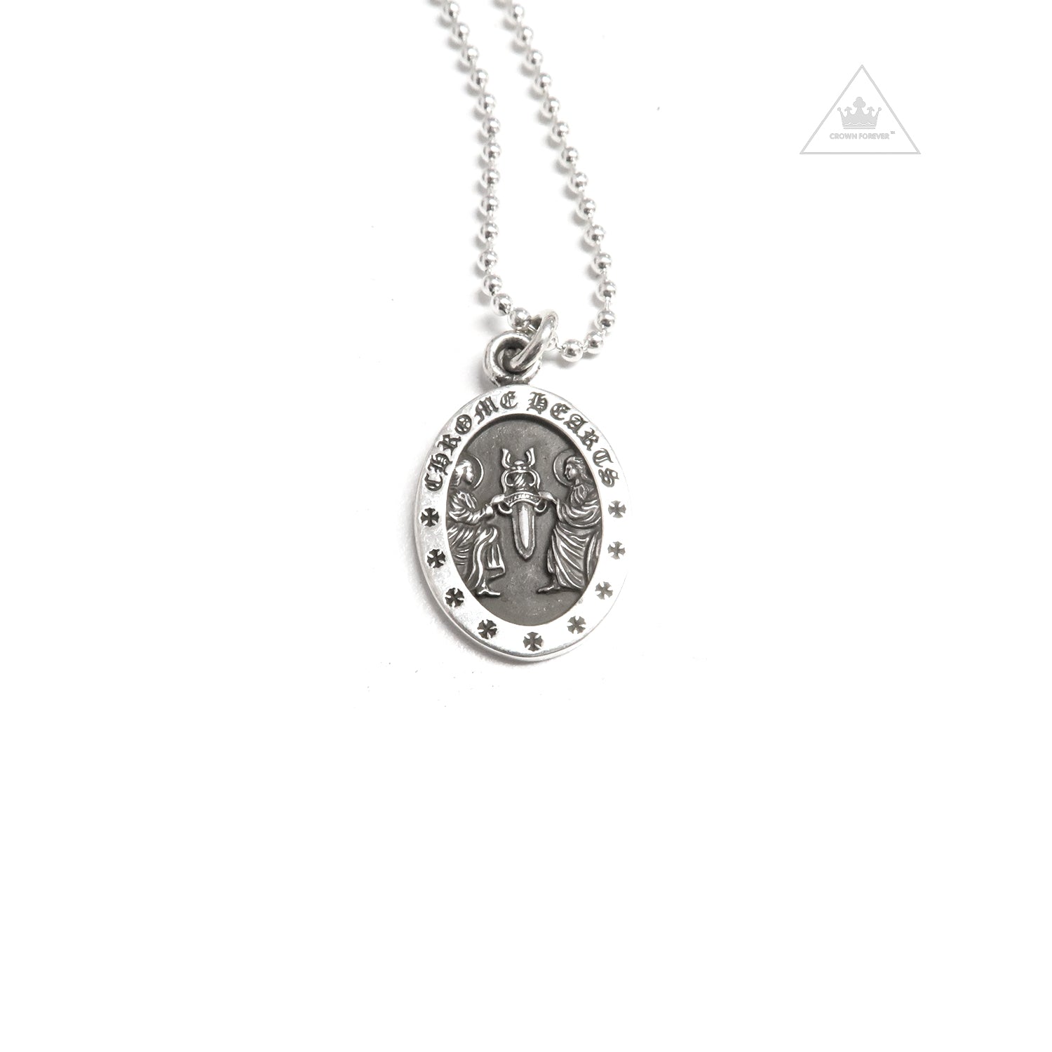 Chrome Hearts Oval Angel Medallion Charm Necklace V2 – Crown Forever