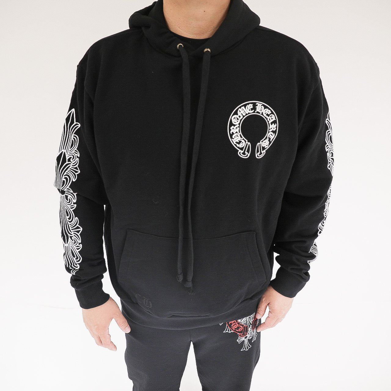 Chrome Hearts Horseshoe Floral Sleeve Pullover Hoodie – Crown Forever