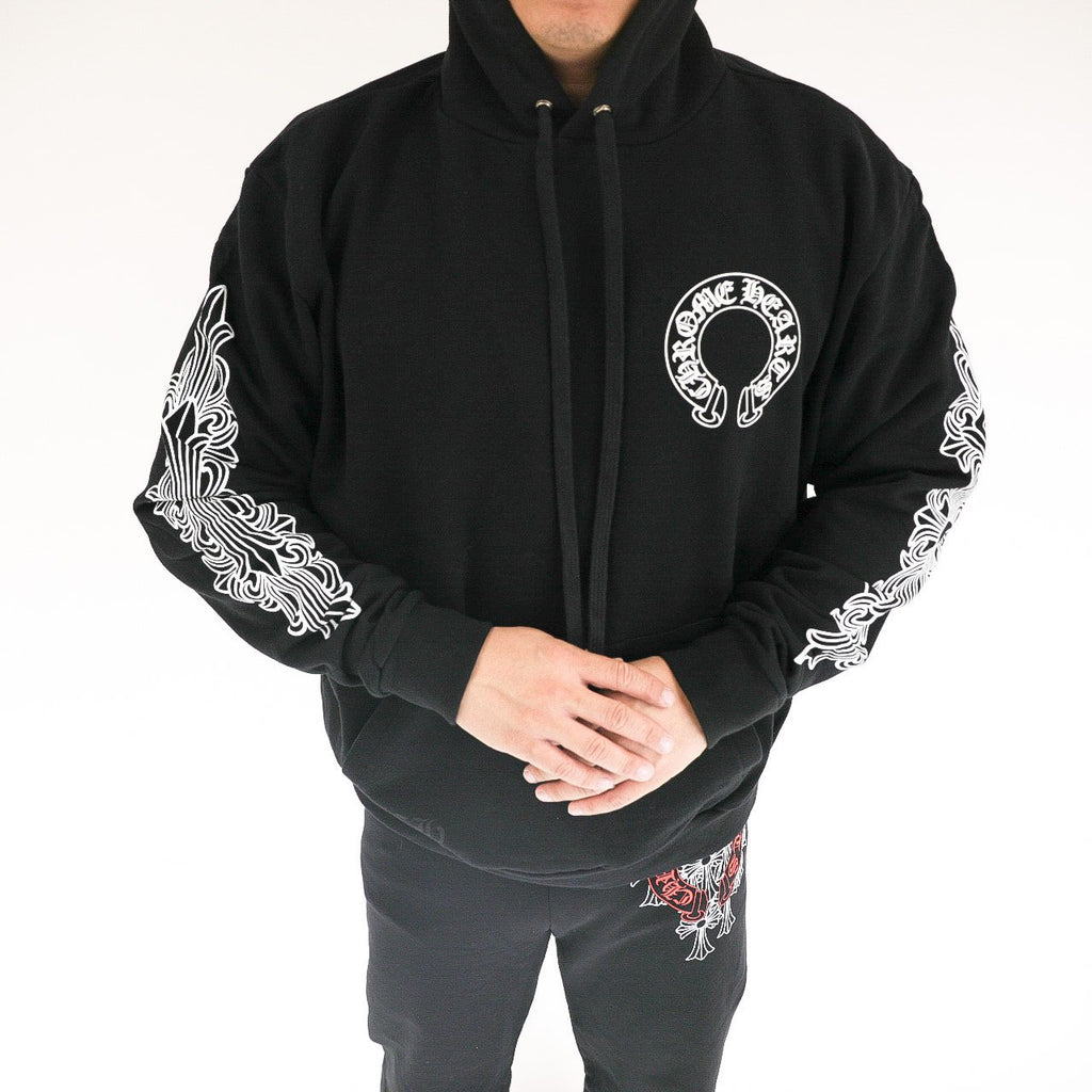 Chrome Hearts Horseshoe Floral Sleeve Pullover Hoodie – Crown Forever