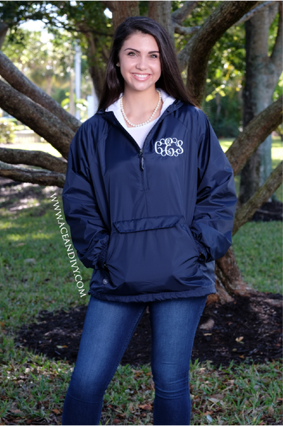 Monogrammed Solid Pullover Rain Jacket – Ace & Ivy