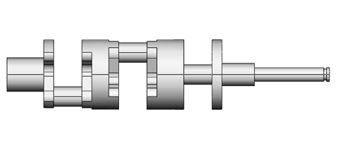 a. The crankshaft, a crucial rotating component of the engine, generally consists of main journals, connecting rod journals, crank throws, balance weights, front, and rear ends. The main journals, connecting rod journals, and crank throws form crank throws, with the GSV6 crankshaft having three crank throws. b. In the mechanical processing of the model engine's crankshaft, rough machining typically involves multi-tool lathe turning of the main and connecting rod journals. This process often results in unstable material quality and significant stress, making it difficult to achieve proper machining allowances. Precision machining, involving rough grinding, semi-finish grinding, and polishing, is usually performed manually, leading to inconsistent processing quality and poor size consistency.  The GSV6 crankshaft's machining process employs: lathe turning and high-speed external milling for the main journals, high-speed external milling (preferably high-speed contour milling) for the connecting rod journals, all using dry cutting. During the contour grinding of the connecting rod journals, the crankshaft rotates around the main journal axis and grinds all connecting rod journals in a single clamp. In the grinding process, the grinding head oscillates reciprocally, following the eccentric rotation of the connecting rod journal, ensuring the crankshaft achieves appropriate machining allowances and stable processing quality.