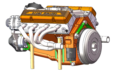 CISON V8 Engine OHV 1:6 DIY Kit 44cc V-type Eight-cylinder Four-stroke Water-cooled Gasoline Engine