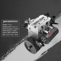 SEMTO ENGINE ST-NF2 7.0cc Mini Inline Double-cylinder Four-stroke Air-cooled Nitro Engine Model Kit Nav Image 12