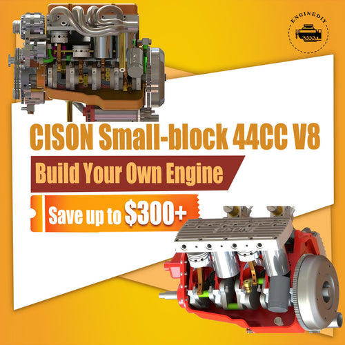 CISON Small-block 44CC 1/6 Scale Water-Cooled Flathead 4-Stroke V8 Gasoline Engine Internal Combustion Model 