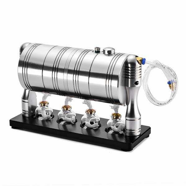 Steam Engine Model Kit Full Metal Steam Generator Steam Heating Boiler with 4 Alcohol Lamps
