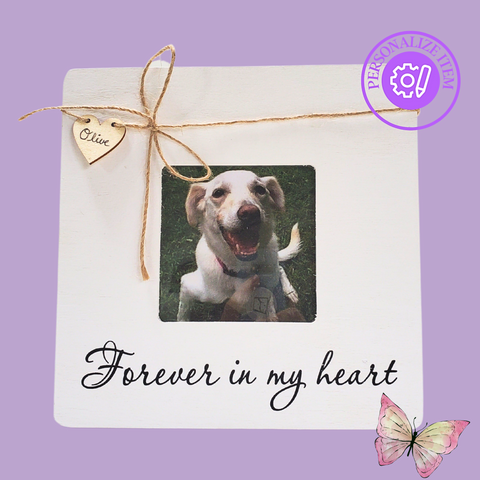 Forever in My Heart Pet Loss Memorial Picture Frame Remembrance PetPerennials.com Customizable Gifts