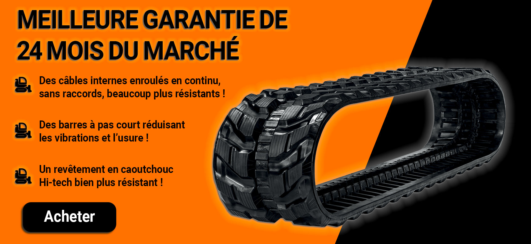 Offre promotionelle Chenilles Caoutchouc de Pièces Engins TP