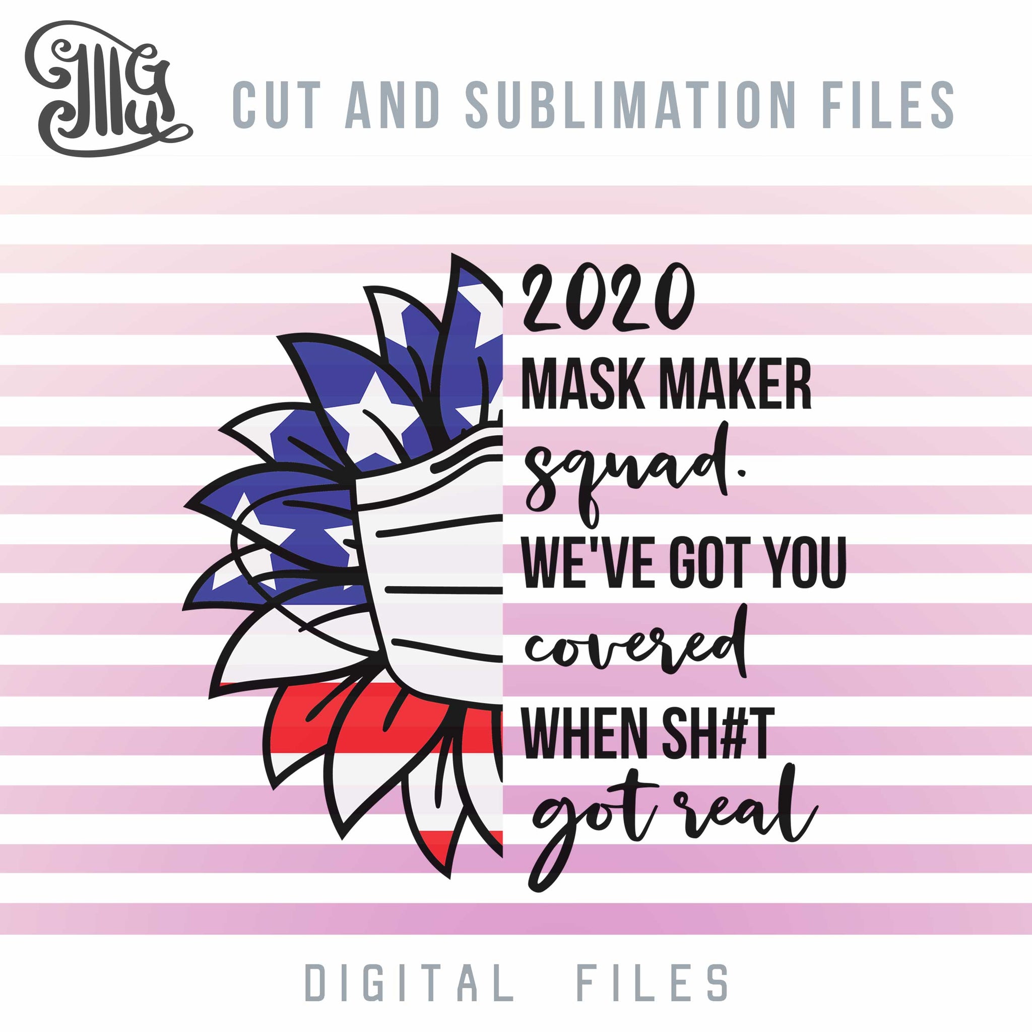 Download Face Mask Maker Svg Files, Half Sunflower American Flag PNG Sublimatio - Illustrator Guru