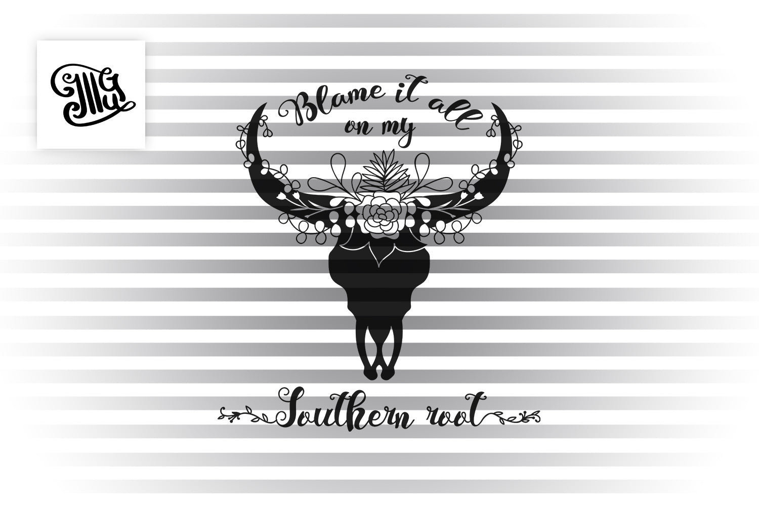 Download Blame it all on my Southern roots SVG | floral cow skull svg | cow sku - Illustrator Guru