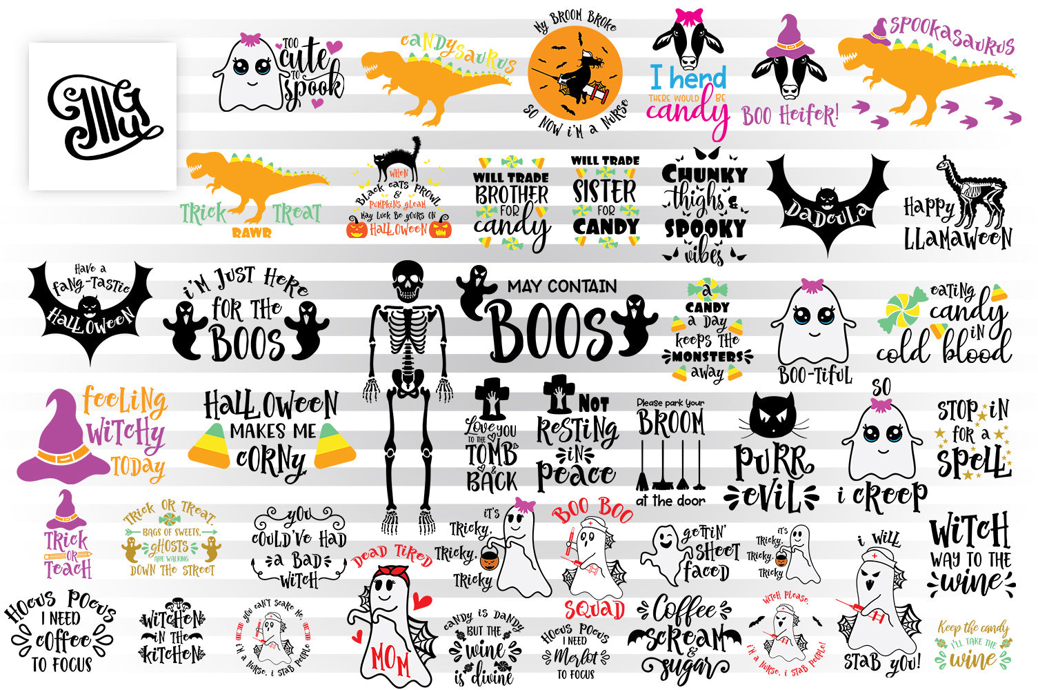 Halloween Svg Bundle Halloween Sayings Clipart Witch Sublimation Ima Illustrator Guru