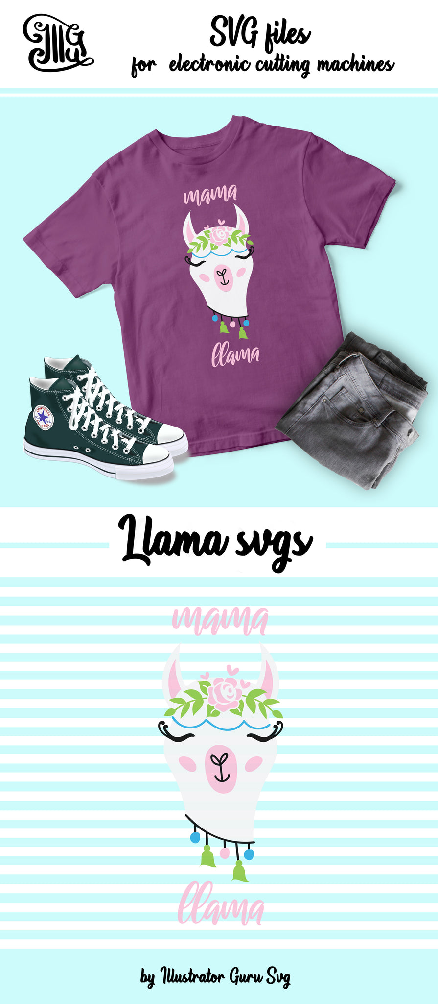 Mama Llama Svg Mother S Day Svg Llama Svg Llama Face Svg Llama Illustrator Guru