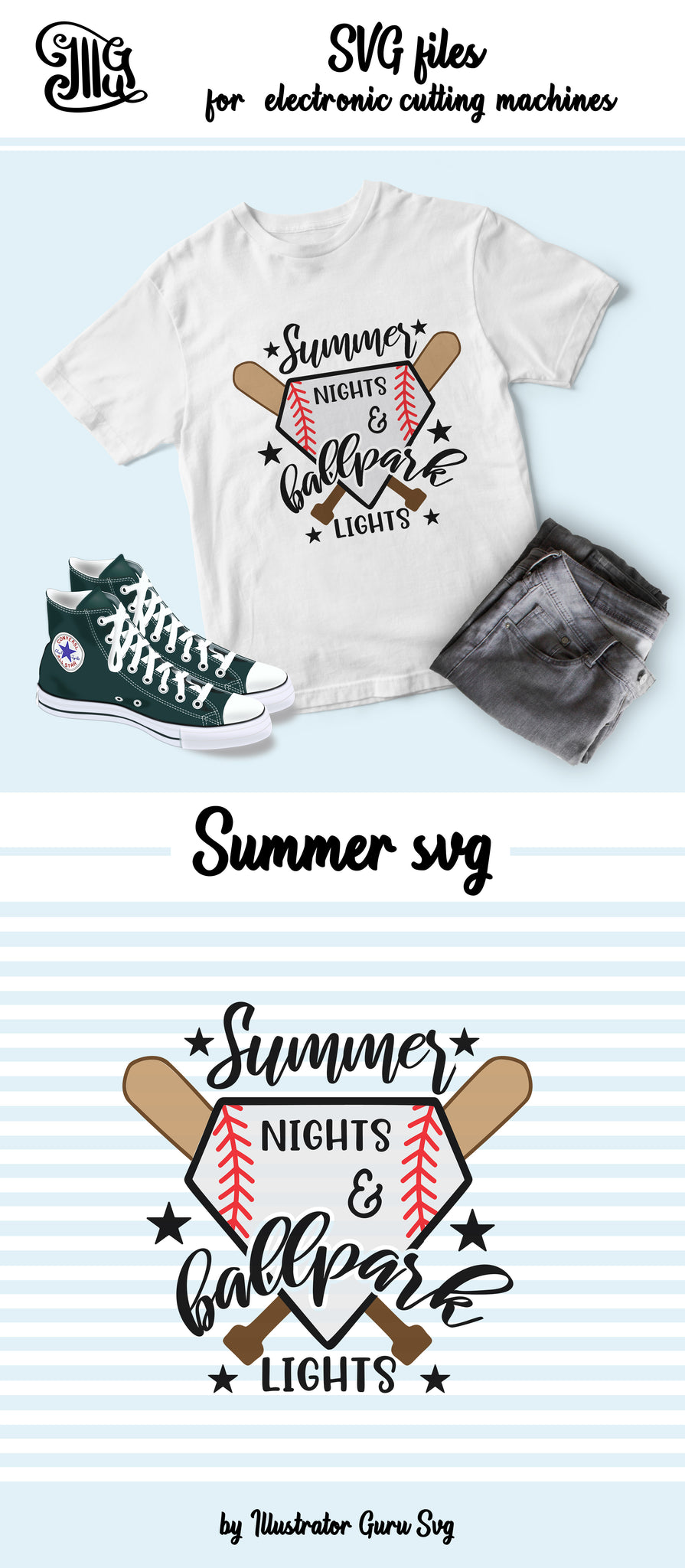 Download Summer Nights And Ballpark Lights Svg For Baseball Shirts Baseball Sv Illustrator Guru