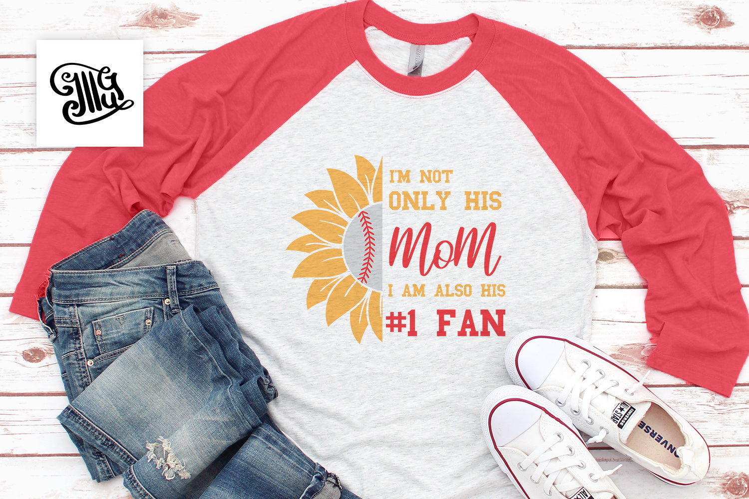Download Baseball shirts for mom svg with half sunflower - Illustrator Guru