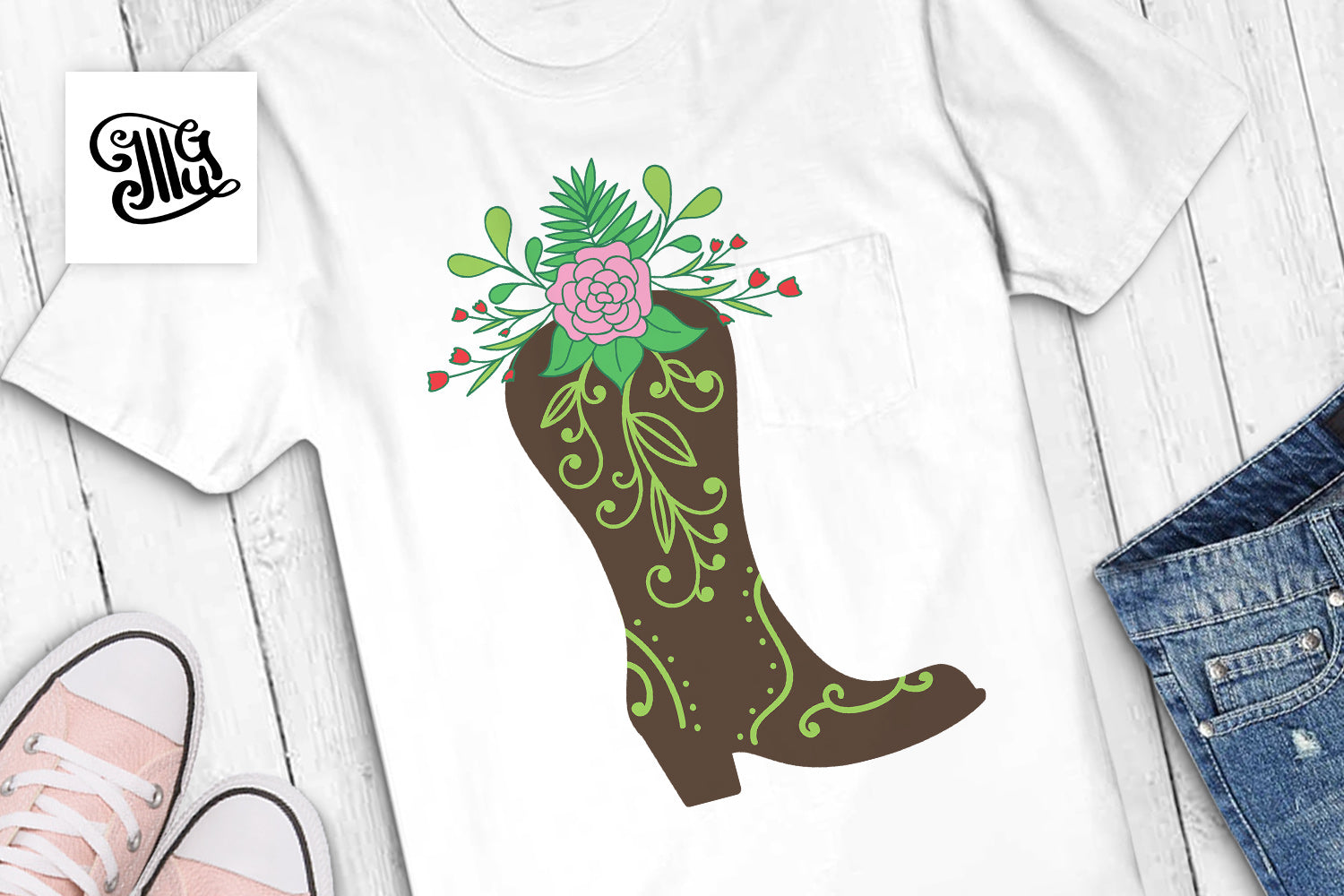 Download Boots With Flowers Svg Floral Boots Svg Cowgirl Floral Boots Svg Illustrator Guru