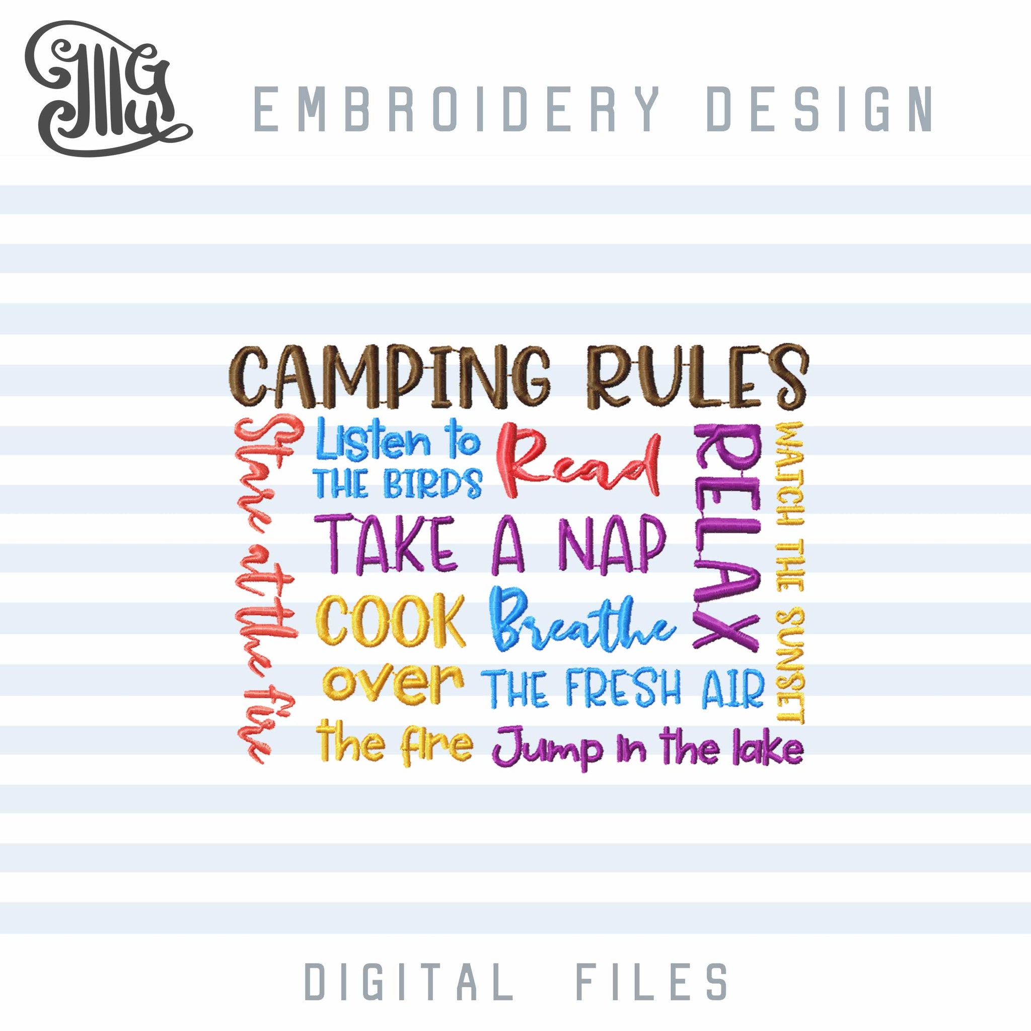 Camping Rules Embroidery Designs, Camping Flag Embroidery ...