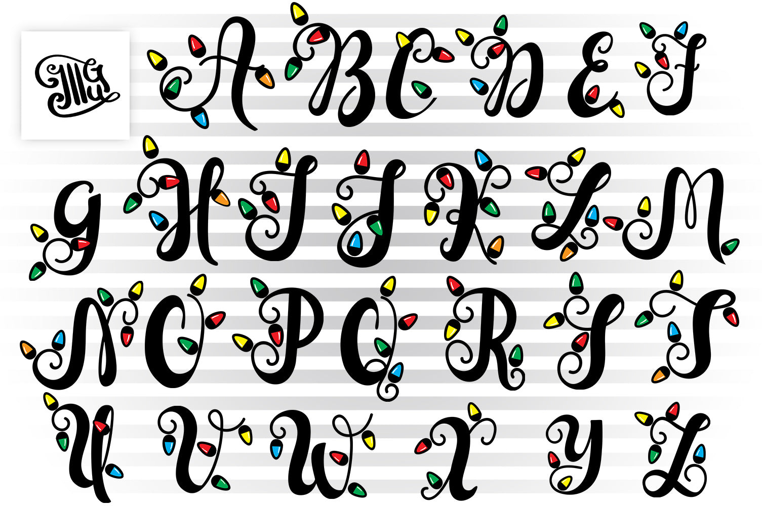 Download Christmas Light Letters Svg For Christmas Monograms Illustrator Guru
