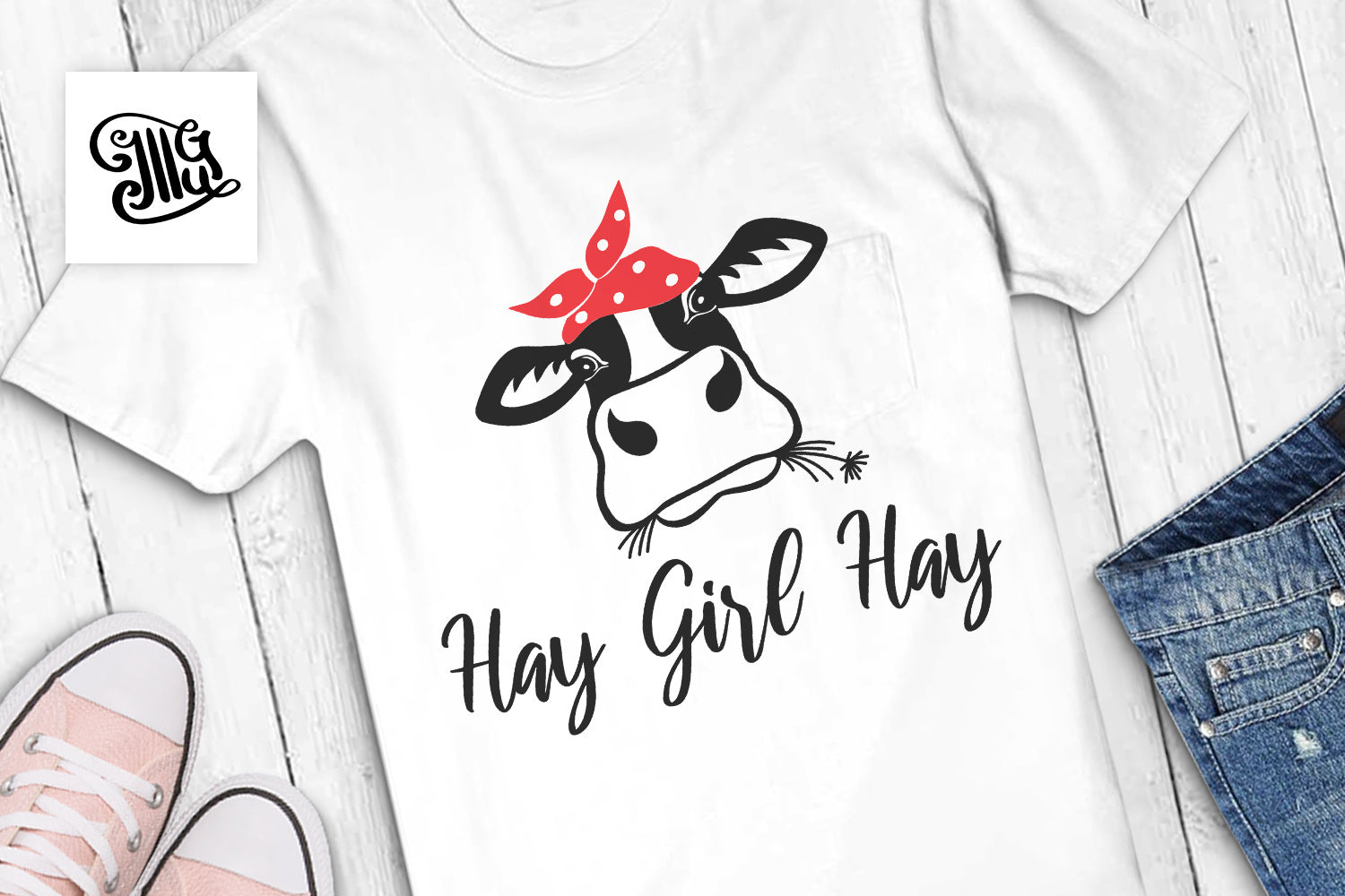 Download Hay Girl Hay Svg Cow With Bandana Svg Farm House Svg Cowgirl Svg Illustrator Guru
