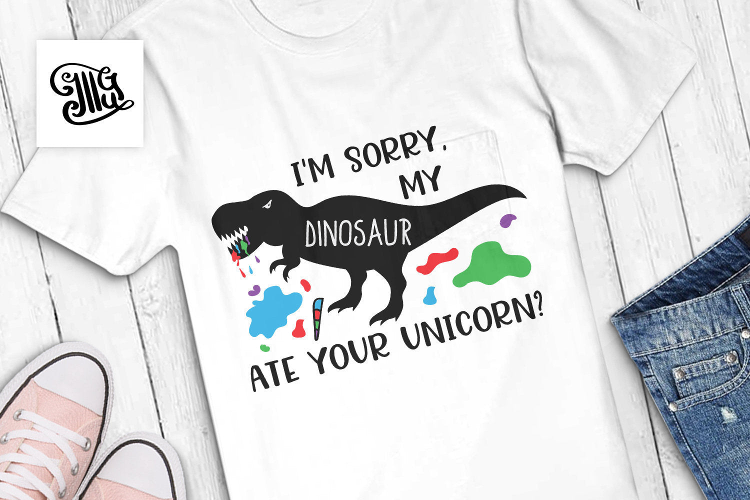 Download I M Sorry My Dinosaur Ate Your Unicorn Svg Girl Dinosaur Svg Funny Illustrator Guru