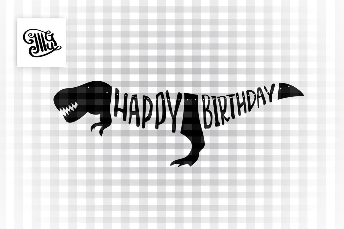 Download Happy Birthday banner svg, digital item, dinosaur banner svg, birthday - Illustrator Guru