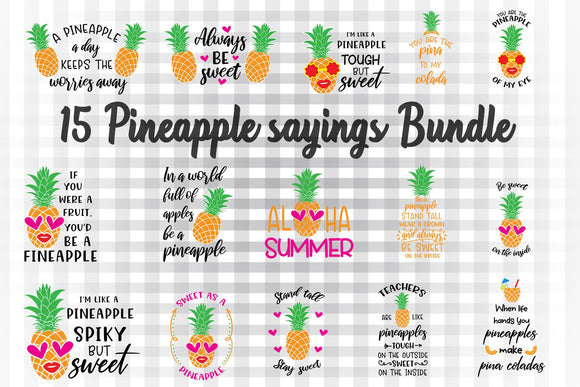 Download Pineapple Svg Bundle Pineaplle Face Clipart Pineapple With Glasses S Illustrator Guru