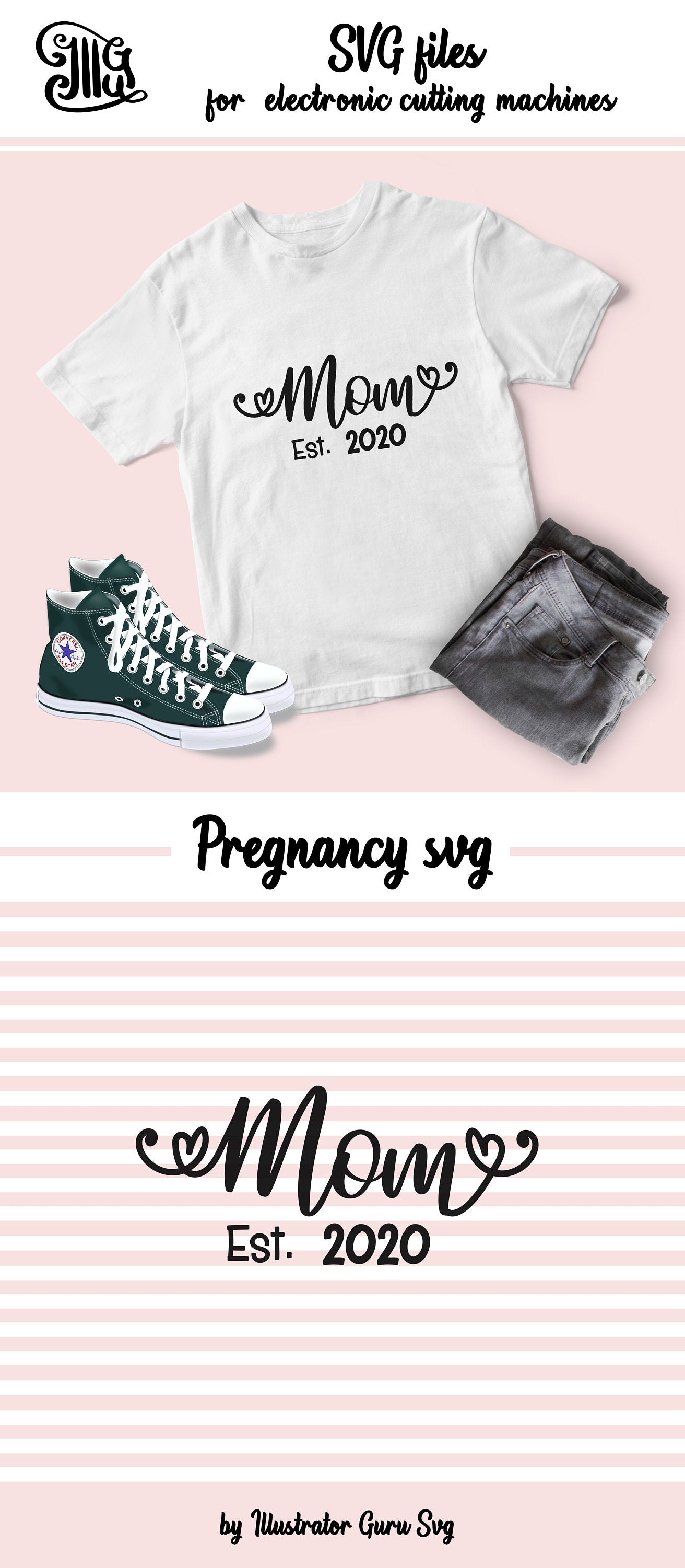 Mom Est 2019 2020 2021 Svg Pregnant Svg Funny Pregnancy Svg Mater Illustrator Guru