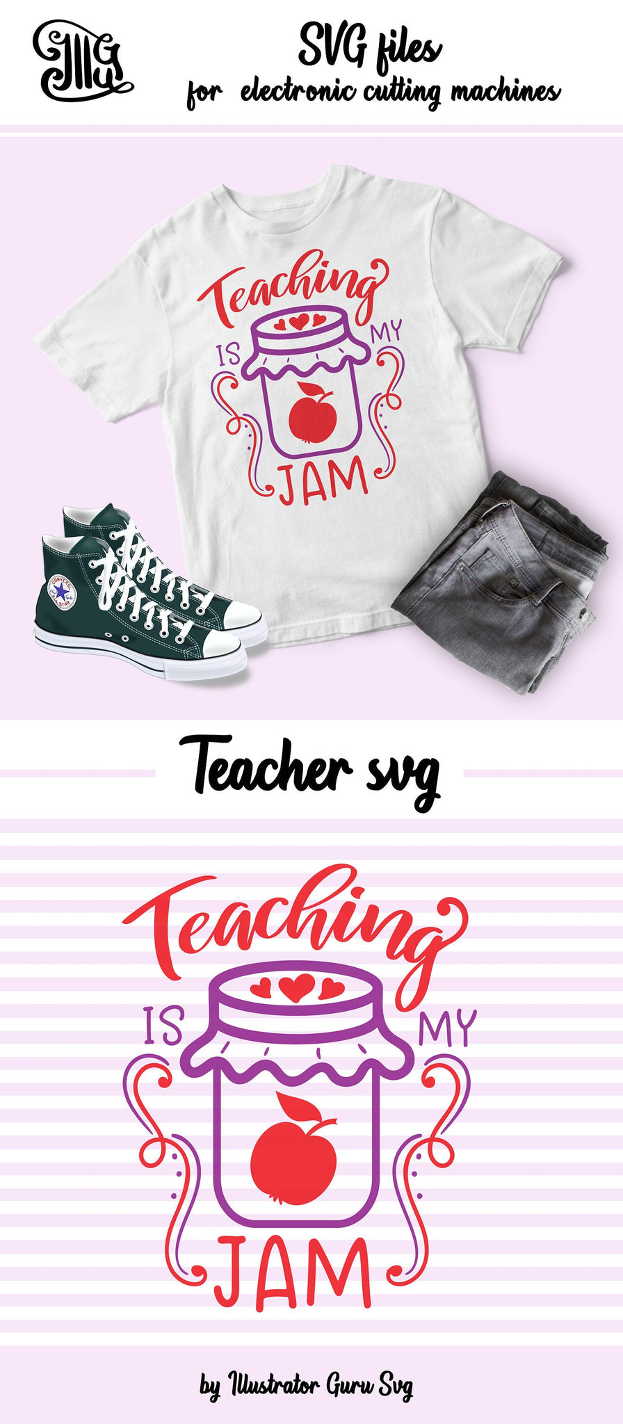 Download Teaching Is My Jam Svg Teacher Shirt Svg First Day Of School Svg Te Illustrator Guru