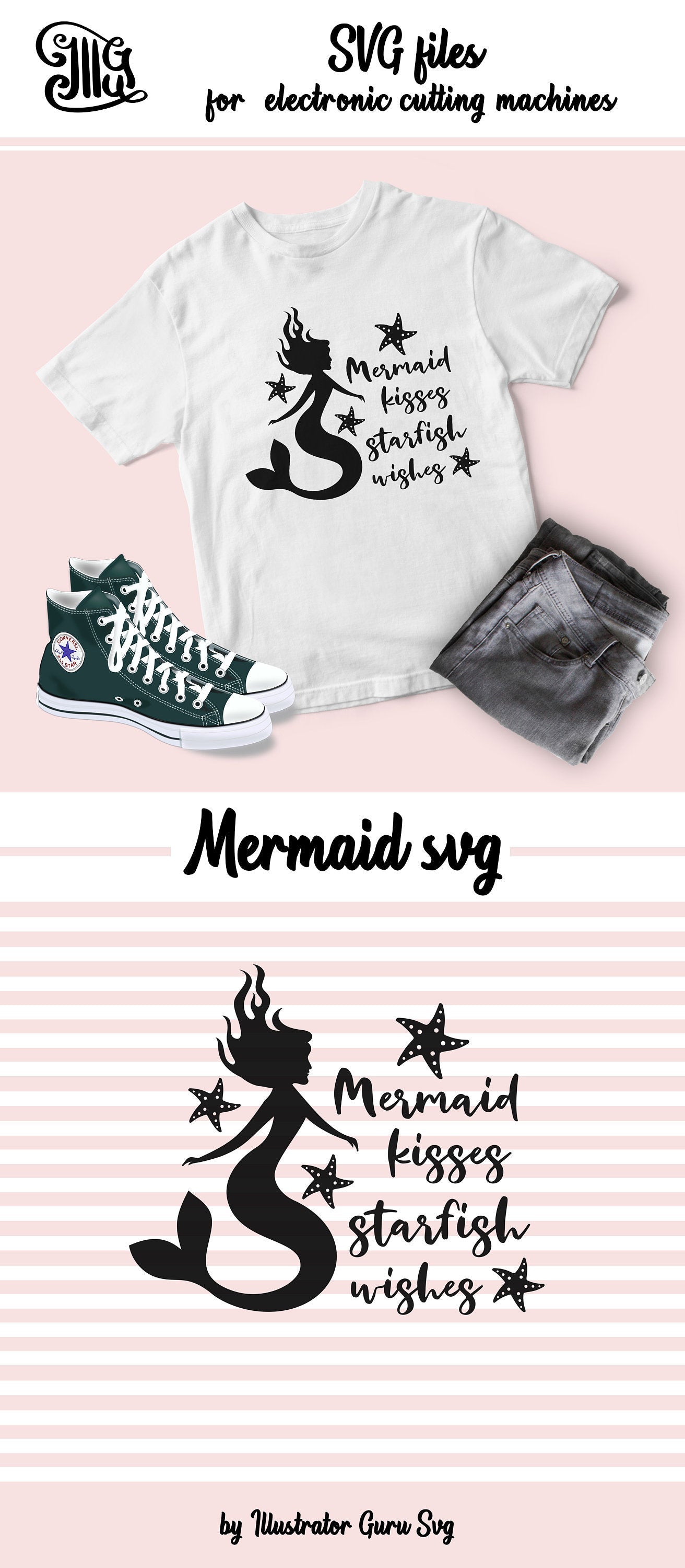 Download Mermaid Kisses Starfish Wishes Svg Mermaid Svg Beach Svg Summer Svg Illustrator Guru