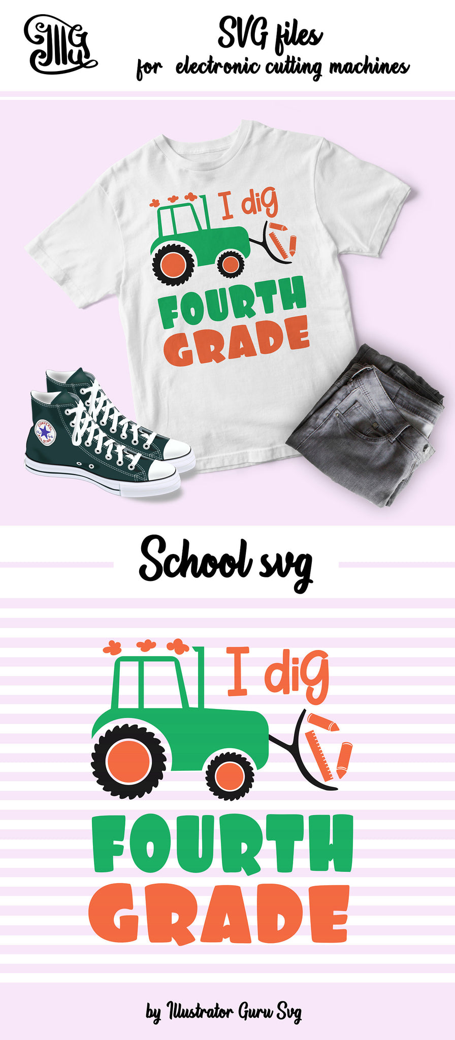 Download I Dig Fourth Grade Svg School Boy Shirt Svg School Girl Svg School Illustrator Guru