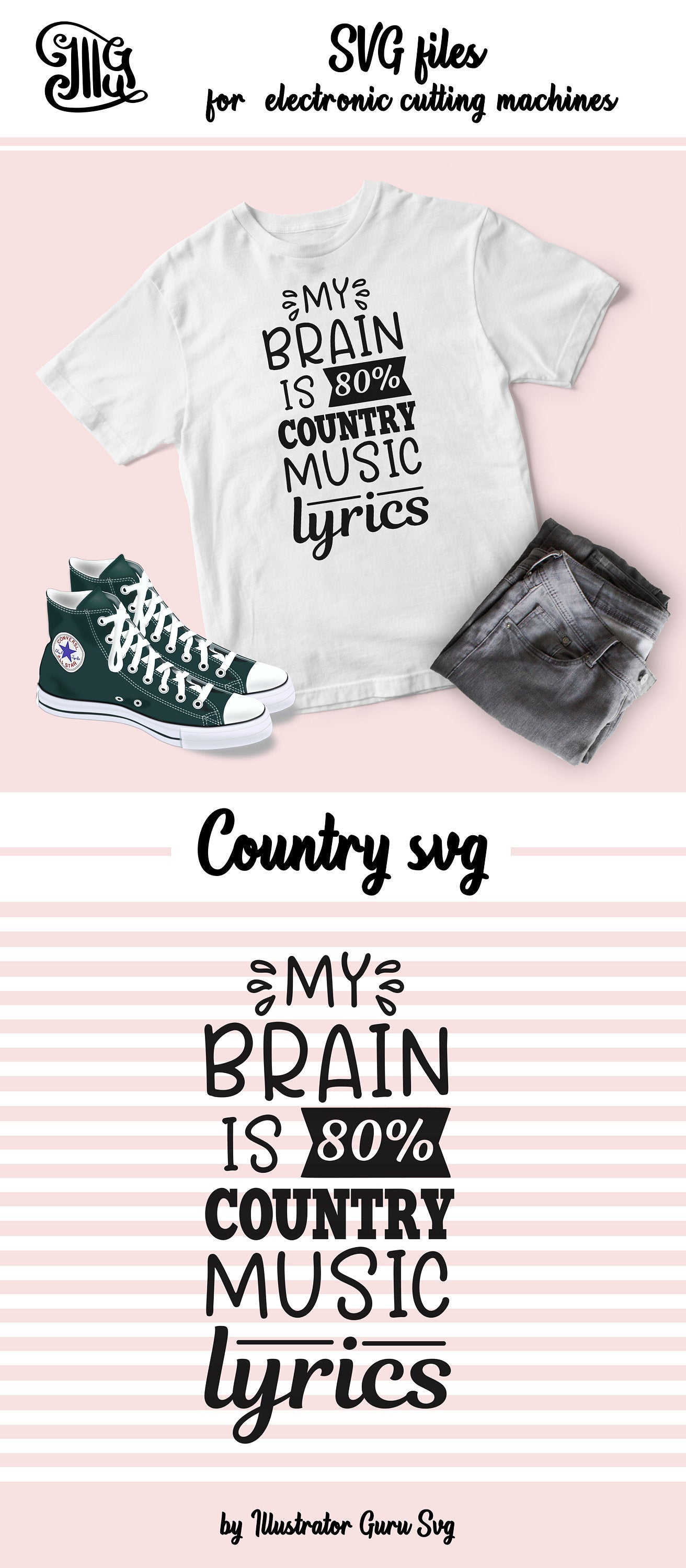 Download My Brain Is 80 Country Music Lyrics Svg Southern Svg Files Country Illustrator Guru