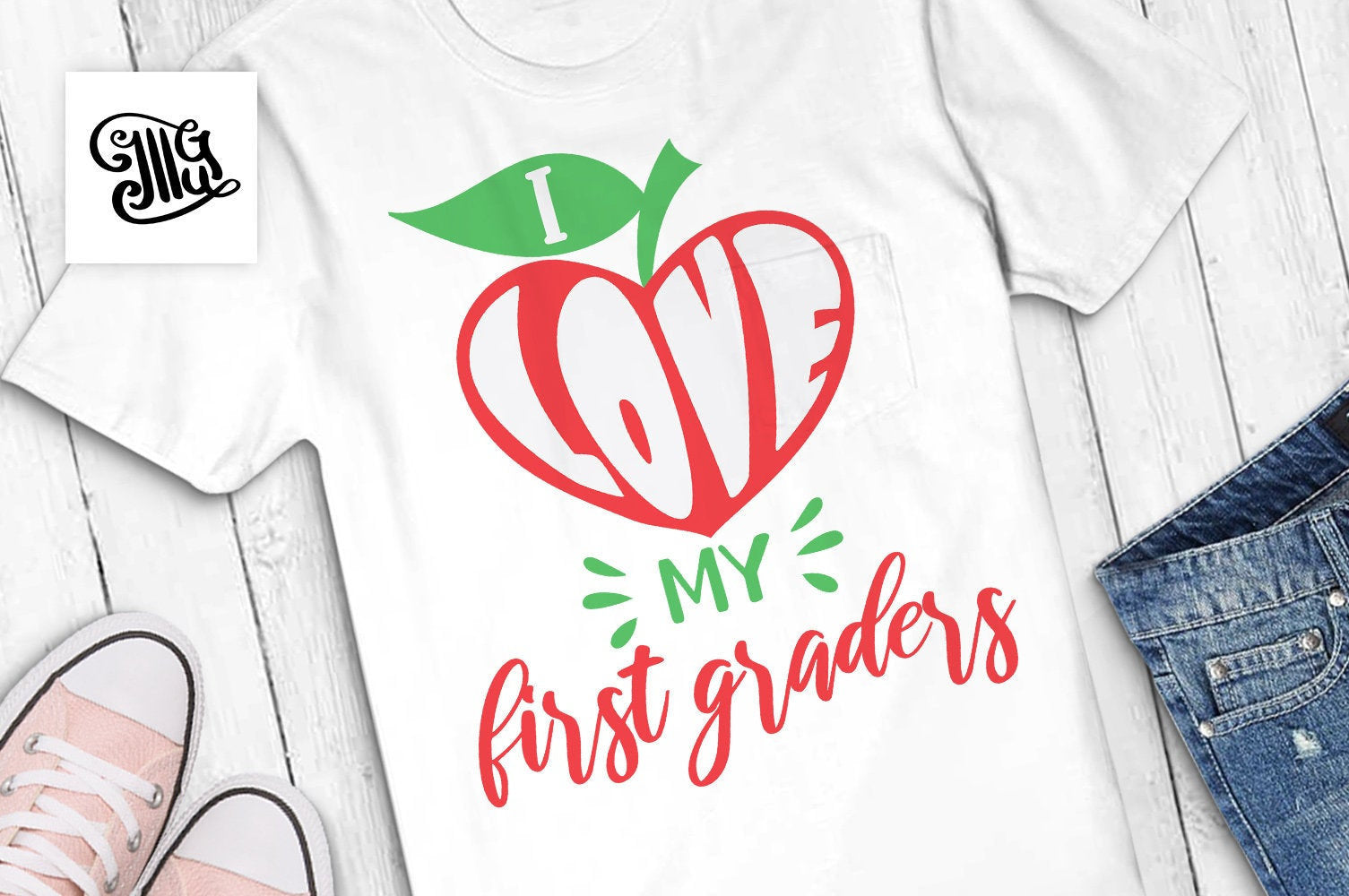 Download I Love My First Graders Svg First Grade Teacher Shirt Svg School Tea Illustrator Guru