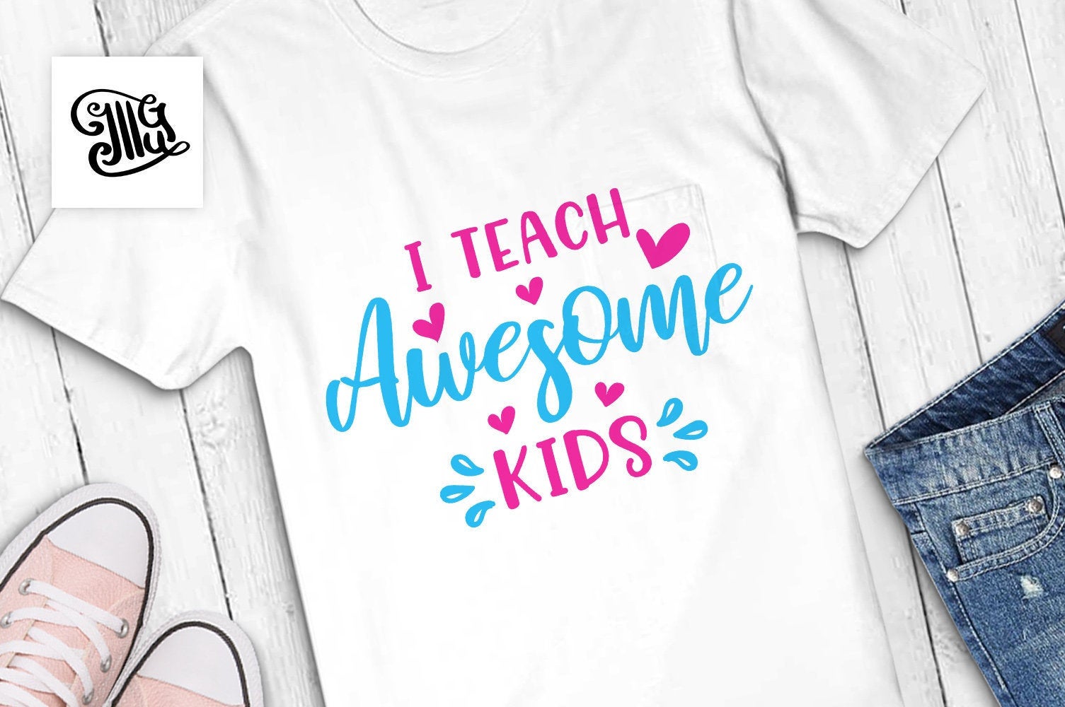 Download I Teach Awesome Kids Svg Teacher Shirt Svg Kindergarten Teacher Svg Illustrator Guru